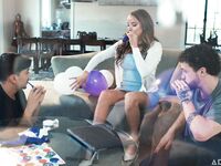 Pristine Edge Sucks Two Young Cocks And Gets Boned In The Living Room