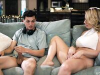 Horny MILF Rachael Cavalli Sucks Her Stepson On The Sofa