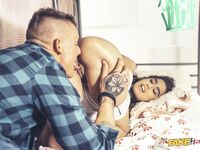 Horny Ladies Sofia Lee And Aaeysha Make Tattooed Dude Cum