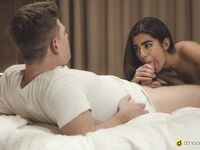 Exotic-looking Brunette Aayesha Blows And Rides Her Boyfriend In Bed photos (Aaeysha)