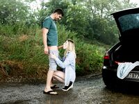 Amateur Blondie Milena Devi Pleasures Her Boyfriend Outdoors