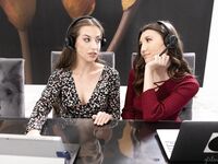 Dark-haired Beauties Spencer Bradley And Maya Woulfe Licking On The Sofa