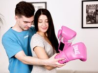 Long-haired Teen With Small Cans Pleases Her BF On The Sofa photos (Julia Moon)
