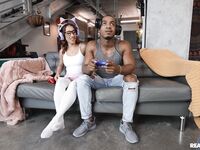 Busty Gamer Chick Kira Perez Pleases Black Dude On The Couch