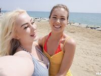 Lisi Kitty And Mary Rock Make Love On The Beach
