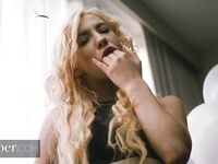 Blonde Bimbo Gets Wrapped In Plastic And Fucked Hard photos (Kenzie Reeves)