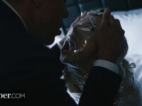 Blonde Bimbo Gets Wrapped In Plastic And Fucked Hard photos (Kenzie Reeves)