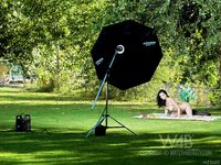 Black haired teen Jenya D flaunts her amazing big boobs and trimmed twat