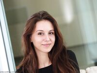 Busty teen Alisa Amore displays her freshly shaved vagina after getting naked