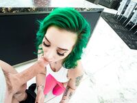 Green-haired Bimbo With Pierced Nipples Gets Pounded In POV photos (Gia Paige)