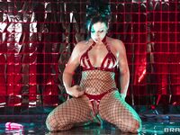 Whorish Brunette Queenie Sateen Gets Fucked Hard Through The Hole In Her Fishnets