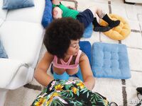 Thick Ebony Avery Jane Smiles While Sucking And Riding White Cock