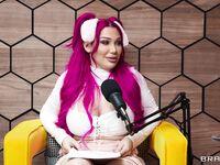 Pink-haired Bitch In Stockings Serves Two Giant Cocks At The Same Time photos (Lily Lou)