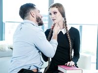 Long-haired Bookworm With Glasses Gets Fucked Through The Hole In Her Pantyhose photos (Erin Everheart)