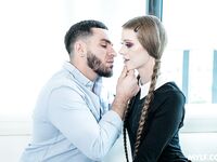 Long-haired Bookworm With Glasses Gets Fucked Through The Hole In Her Pantyhose photos (Erin Everheart)