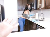 Smiley MYLF Mona Azar Serves Massive Black Cock In POV