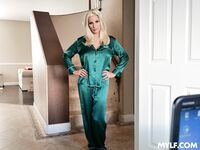 Silicone Blonde Cougar Warms Up With Dildo Before Getting Laid photos (Brittany Andrews)