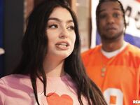 Raven-haired Nympho Violet Ray Enjoys Riding Firm Cock