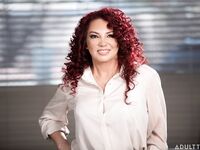 Curly-haired Slut Kiki Daire Fucks Younger Dude On Leather Couch