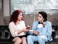 Curly-haired Slut Kiki Daire Fucks Younger Dude On Leather Couch