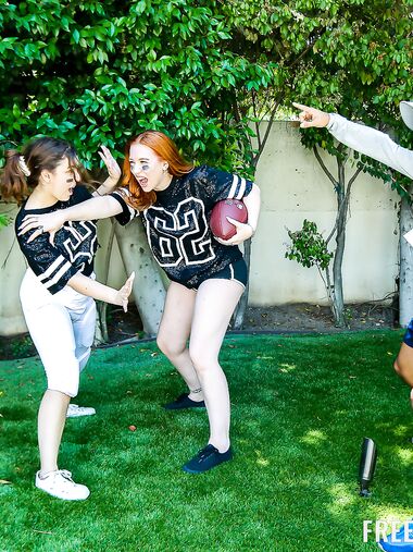 Leana Lovings And Madison Morgan Getting Fucked On The Sofa