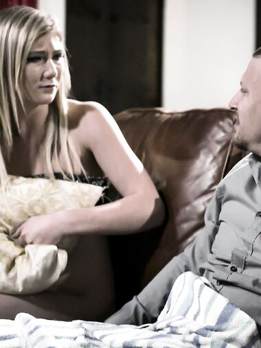 Long-haired Teenie April Aniston Gets Screwed On Leather Couch