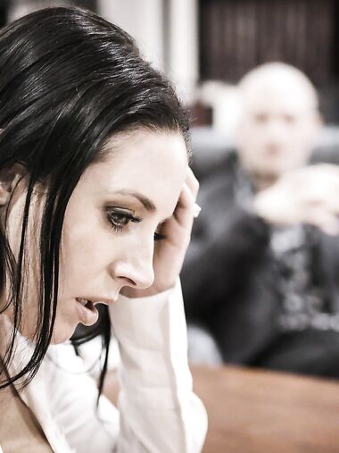 Angela White Sits Her Shaved Pussy Down On A Hard Cock