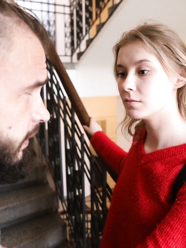 Eyla Moore Pleases Bearded Dude In The Living Room