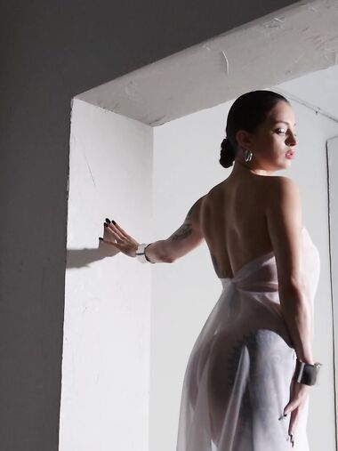 Long-haired Brunette Maddy May Masturbates On The Table