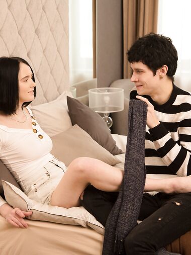 Cute Babe Mery House Pleasuring Her Boyfriend In The Living Room