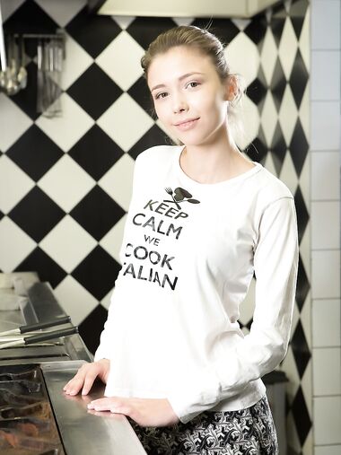 Cute teen Lohana Lomark undressing and flaunting her big tits on a couch