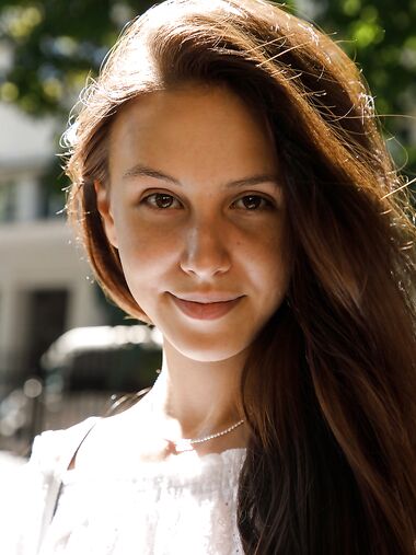 Cute babe Jessica Albanka undresses after flashing an upskirt in public