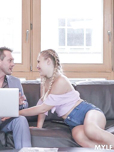 Pigtailed Blondie Selvaggia Gets Anally Fucked In The Living Room