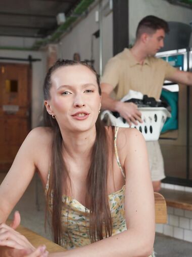 Long-haired Vixen With Natural Boobs Gets Fucked In The Laundry photos (Stacy Cruz)