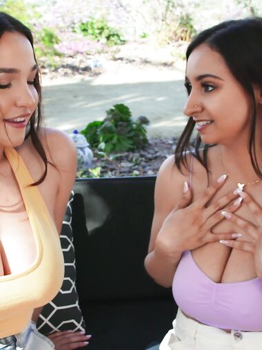 Hailey Rose And Rissa May Pleasuring Lucky Dude Outdoors